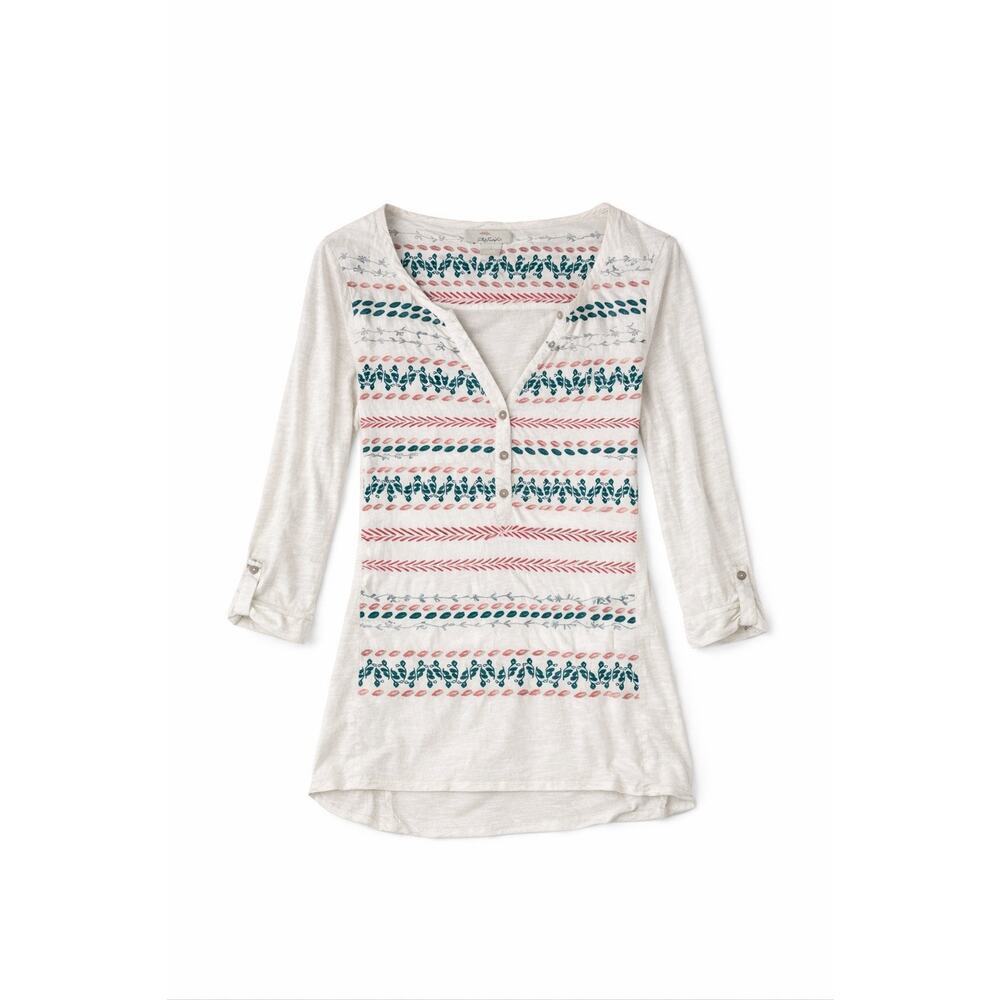 Bob Timberlake Women’s Blouse Size L Half Sleeve Cream Boho Modal Top